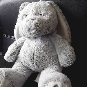 Bunny Stuffed Animal (Gray) With Bow on Neck